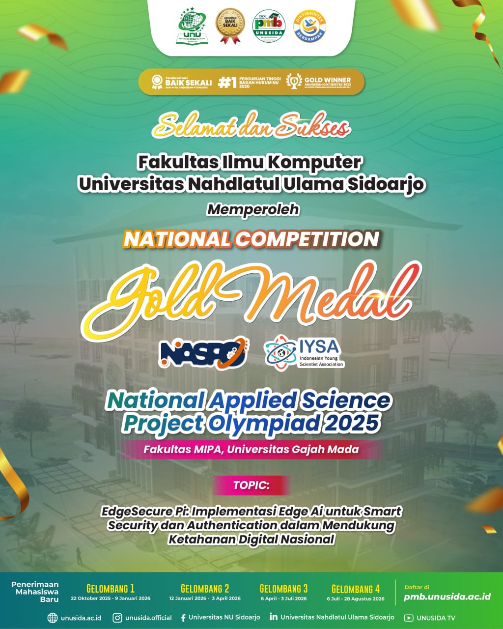 Filkom Raih Gold Medal dalam Kompetisi NASPO (National Applied Science Project Olympiad) 2025